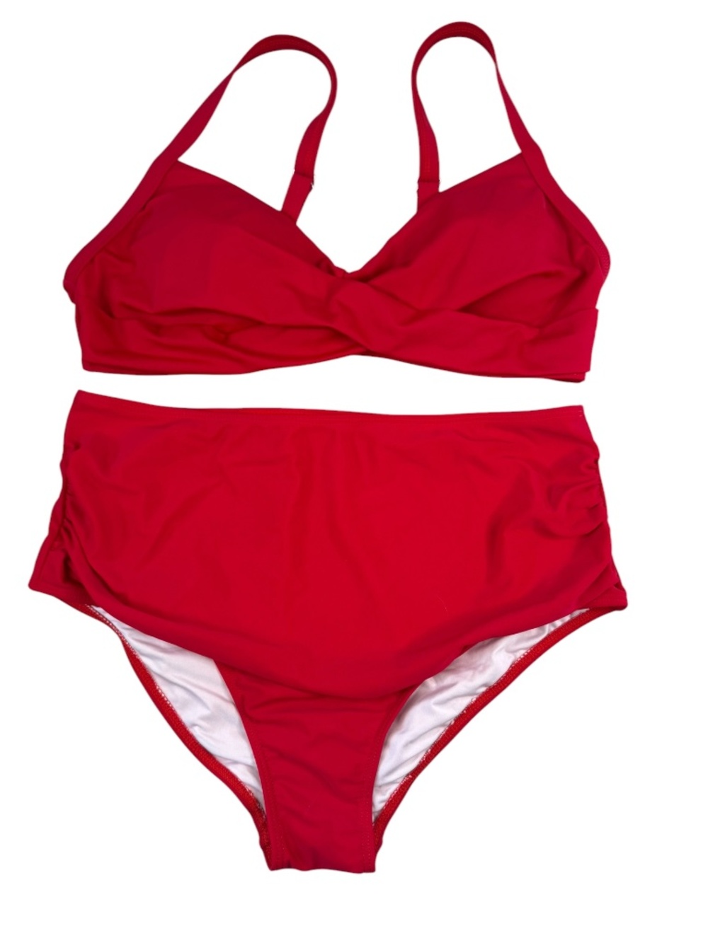 Red High Waisted Bikini Size Large
